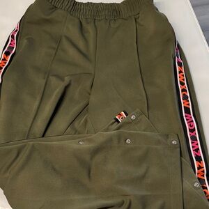 Zumba Fitness Olive Joggers with Pink and Orange Stripes